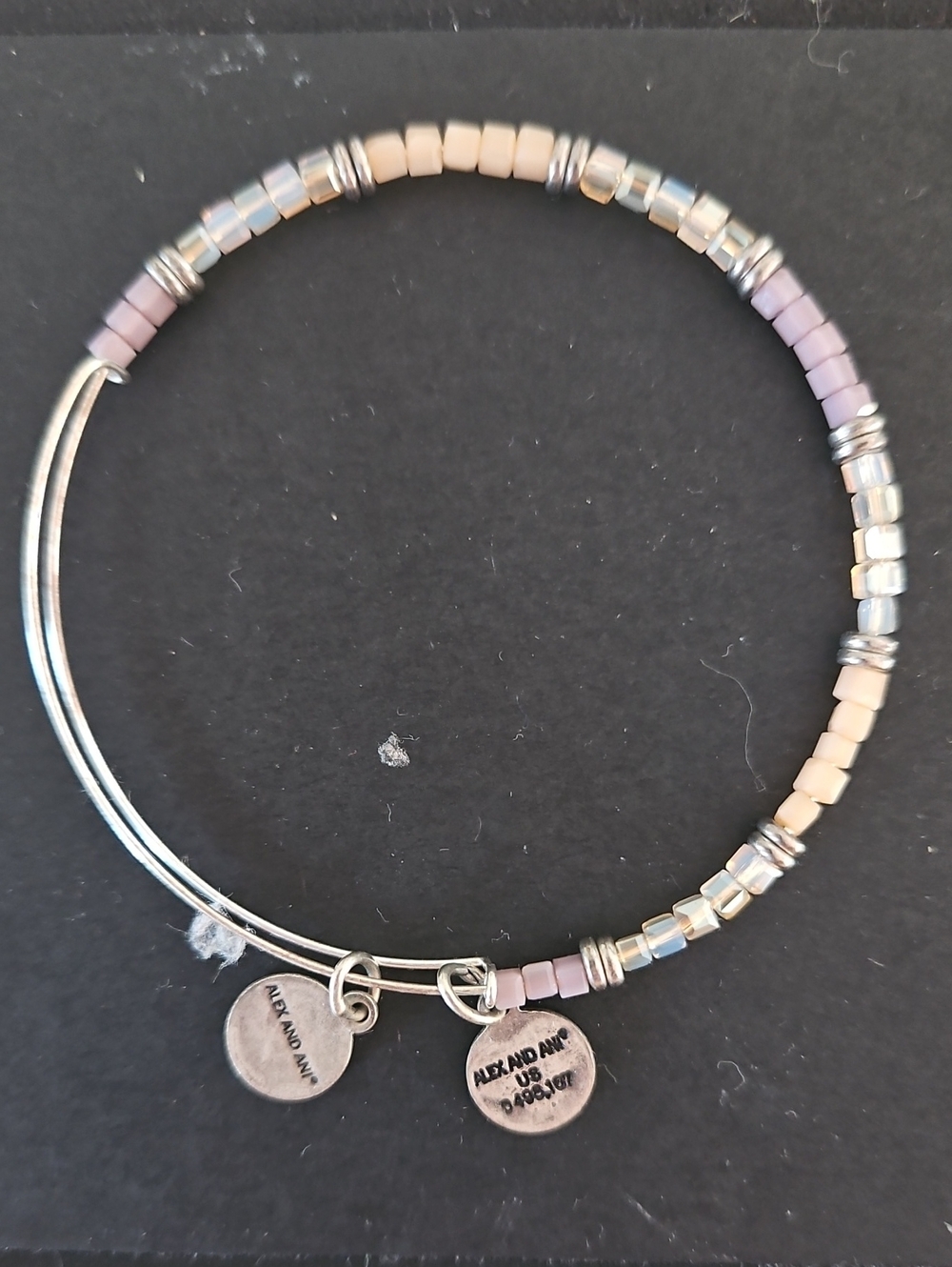 Alex and Ani Pastel Pink, Cream & Silver Expandable Beaded Bracelet